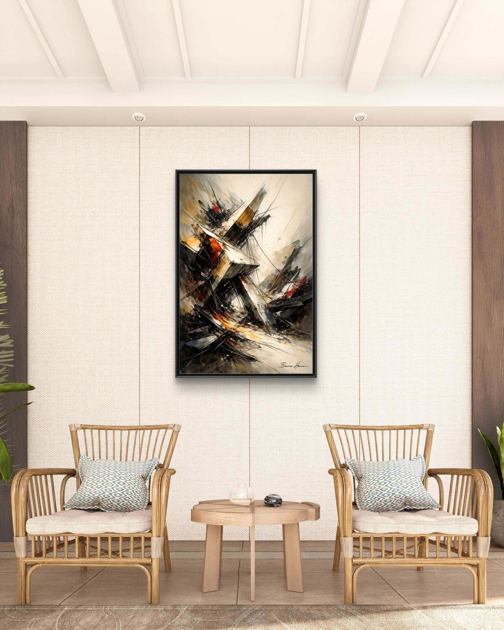 Abstract Shipwreck Matte Canvas Framed Wall Art