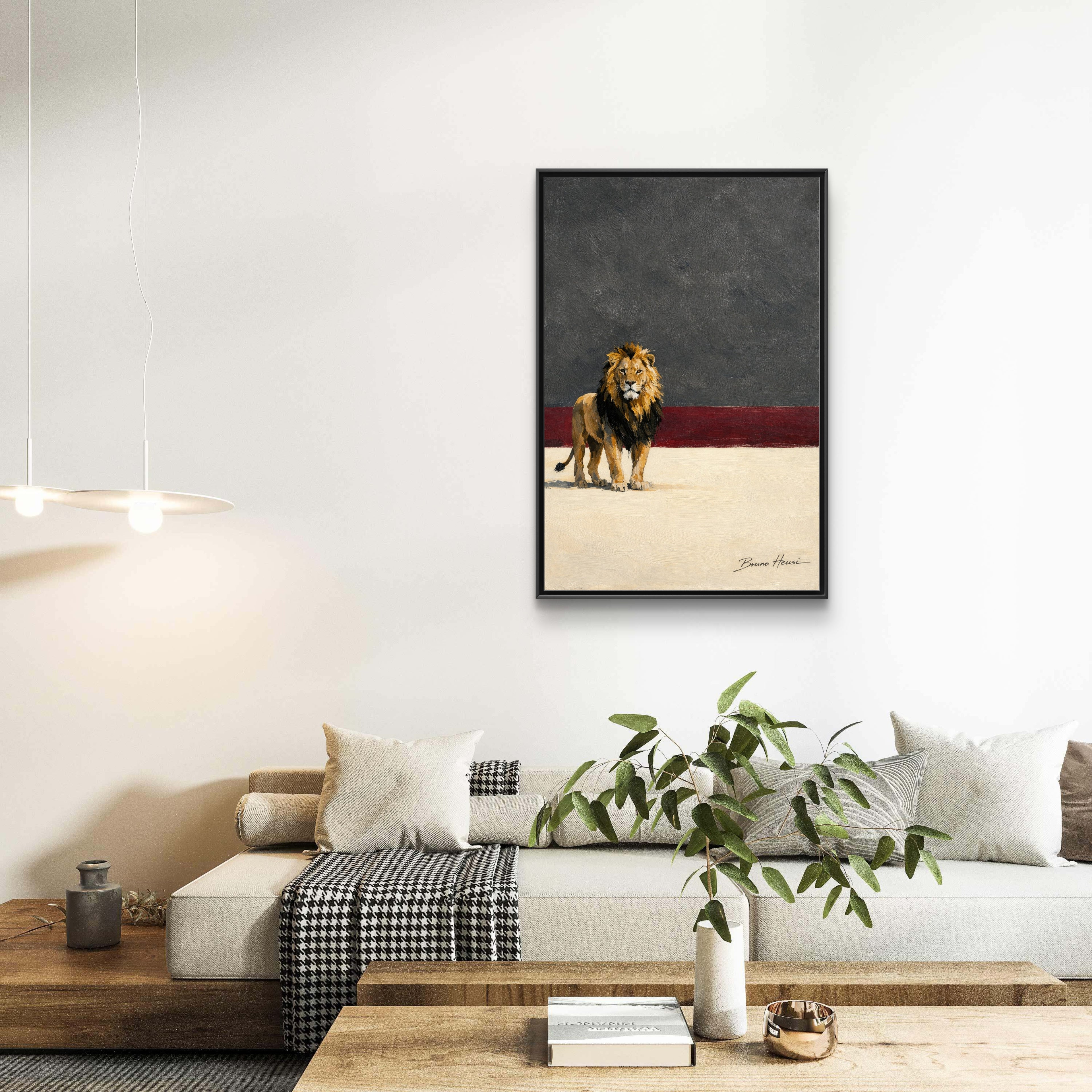 Framed Lion Matte Canvas Wall Art — Majestic Safari Animal Print