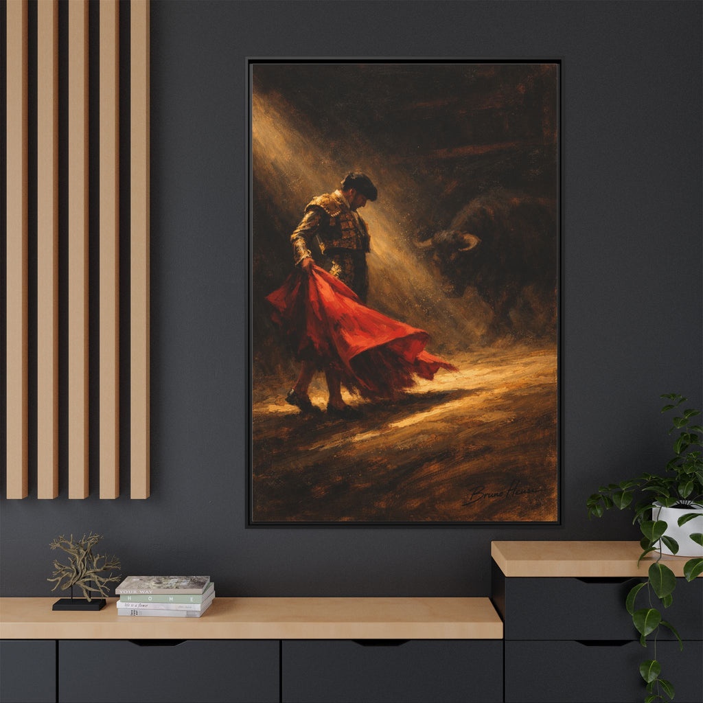 Matador Canvas Wall Art – Classic Spanish Bullfighting Scene Framed Print
