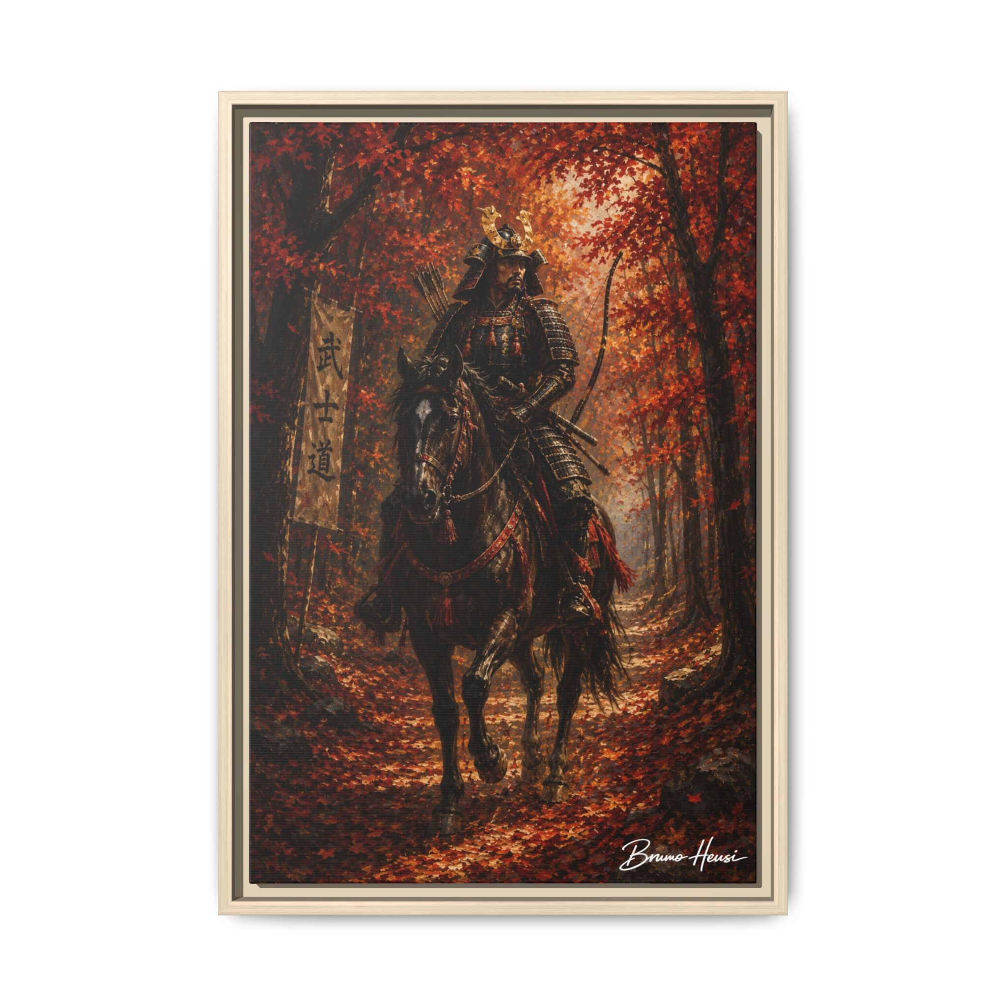 Samurai Warrior Canvas Print — Framed Matte Autumn Wall Art