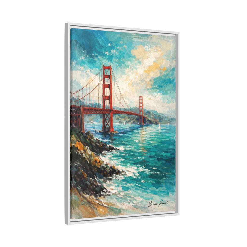 Golden Gate Bridge Seascape Matte Canvas Framed Wall Art