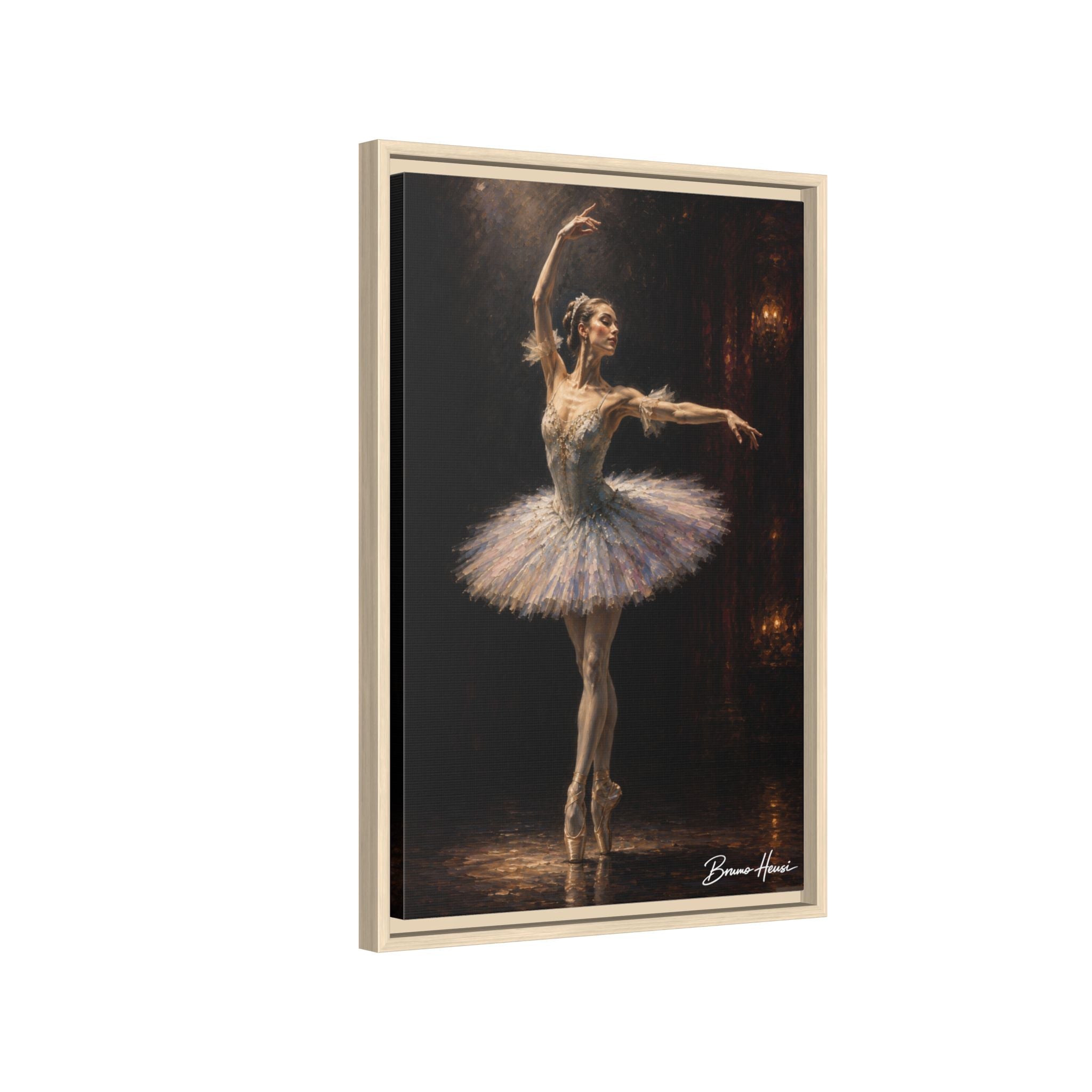 Framed Ballet Dancer Canvas Print — Elegant Ballerina Wall Art