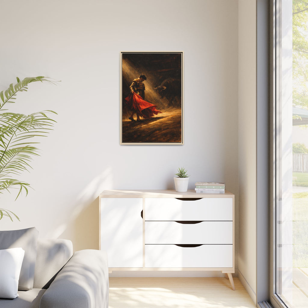 Matador Canvas Wall Art – Classic Spanish Bullfighting Scene Framed Print