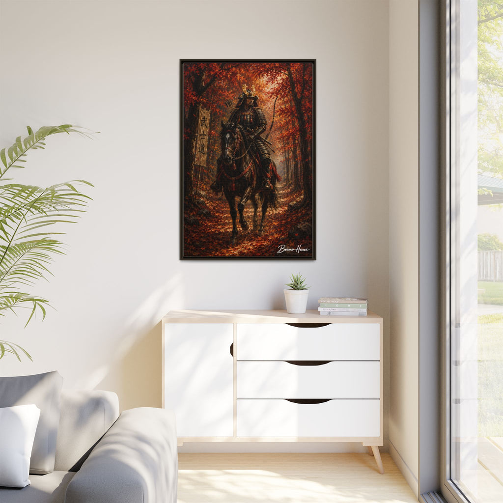 Samurai Warrior Canvas Print — Framed Matte Autumn Wall Art