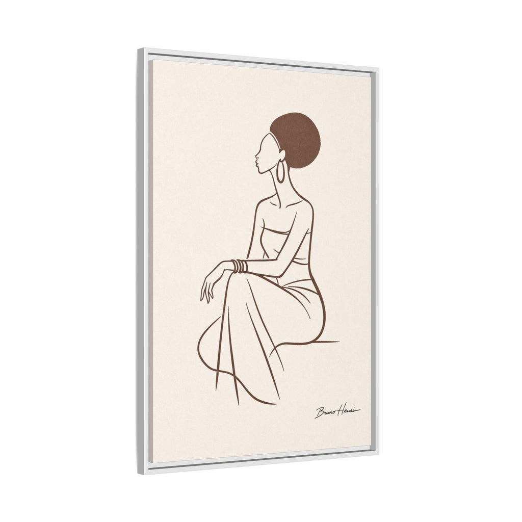 Elegant Minimalist Line Art Woman — Framed Matte Canvas Wall Art