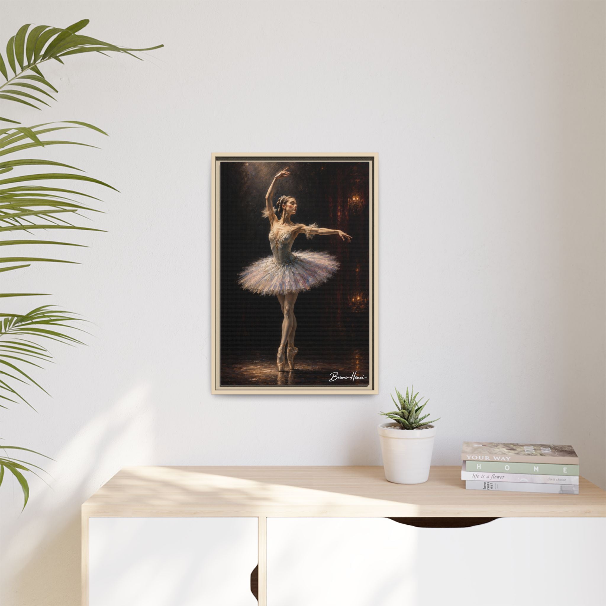 Framed Ballet Dancer Canvas Print — Elegant Ballerina Wall Art