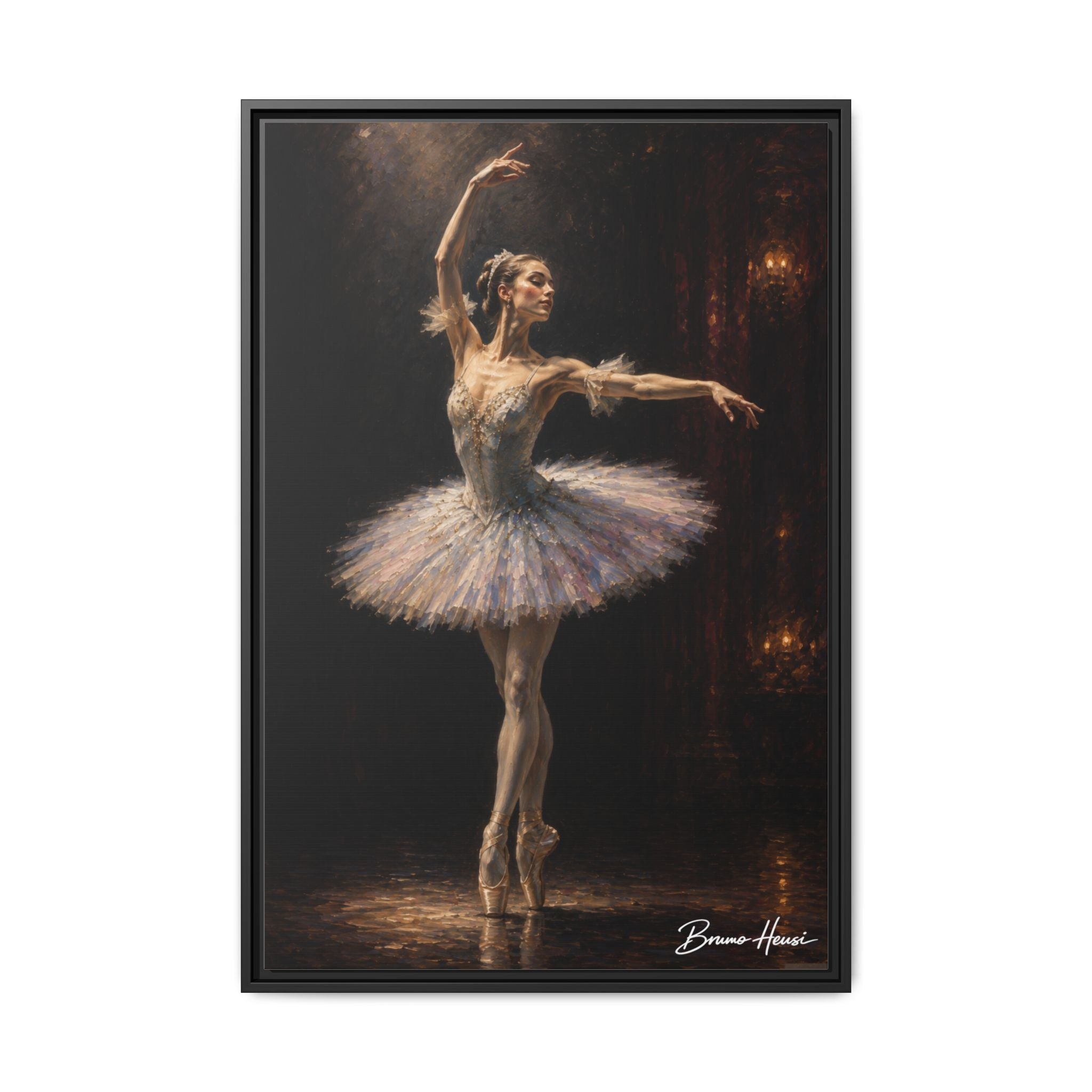 Framed Ballet Dancer Canvas Print — Elegant Ballerina Wall Art