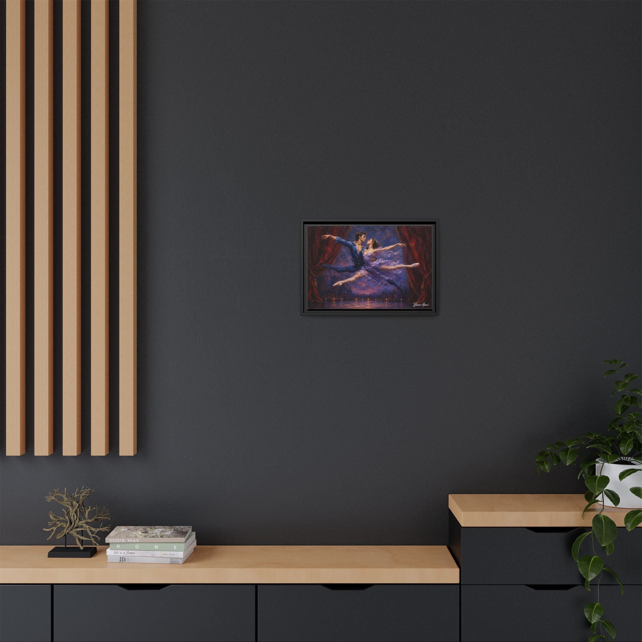 Framed Ballet Canvas Print — Romantic Dancing Couple Wall Art