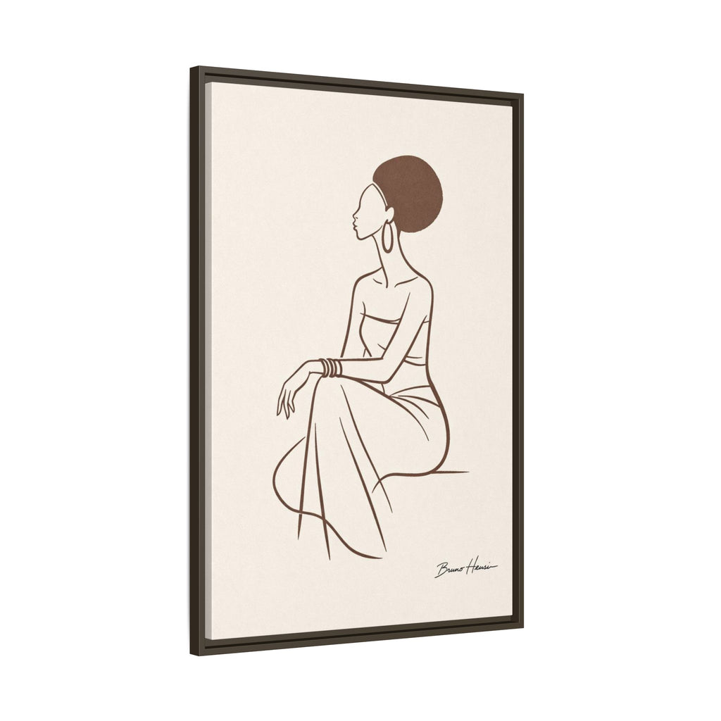 Elegant Minimalist Line Art Woman — Framed Matte Canvas Wall Art