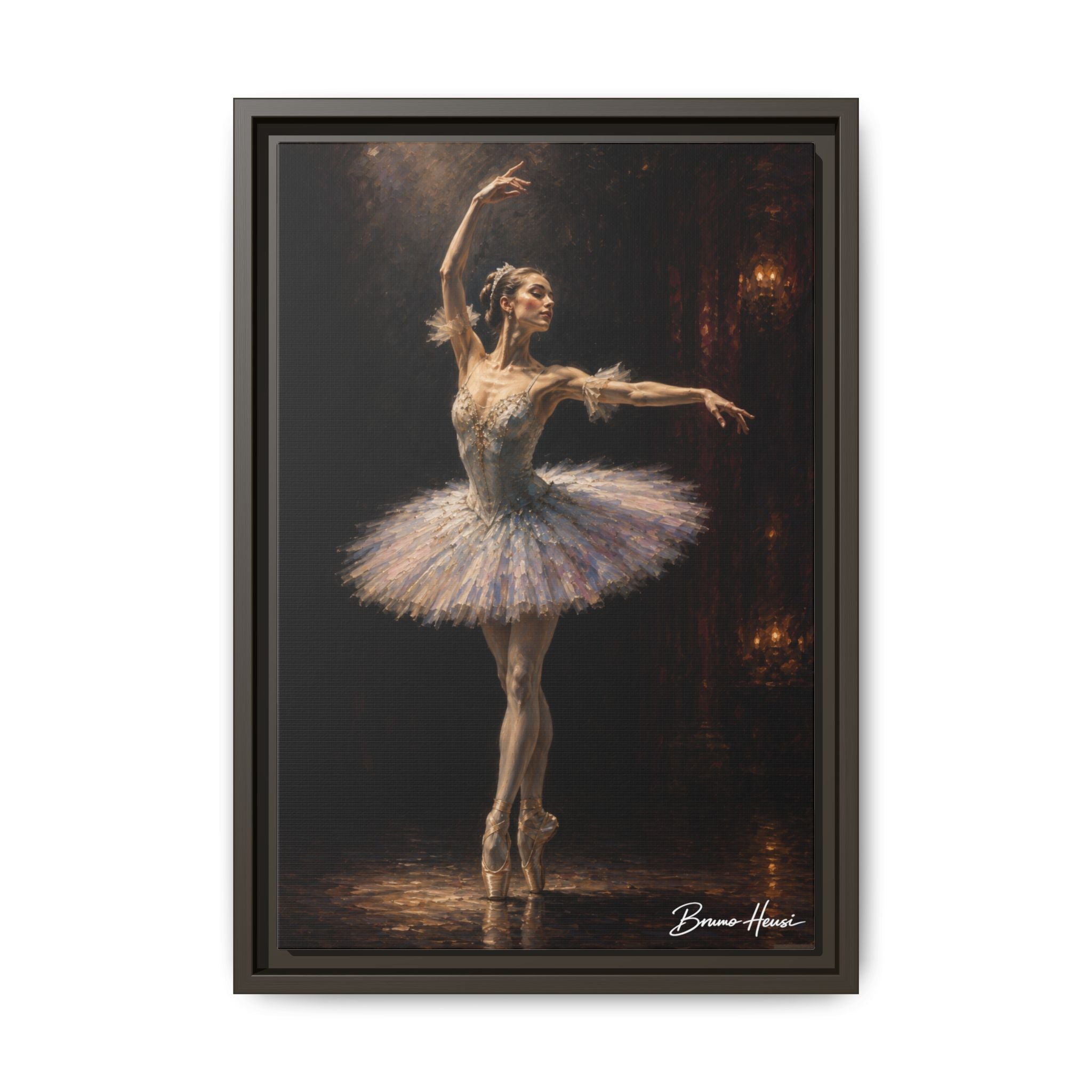 Framed Ballet Dancer Canvas Print — Elegant Ballerina Wall Art