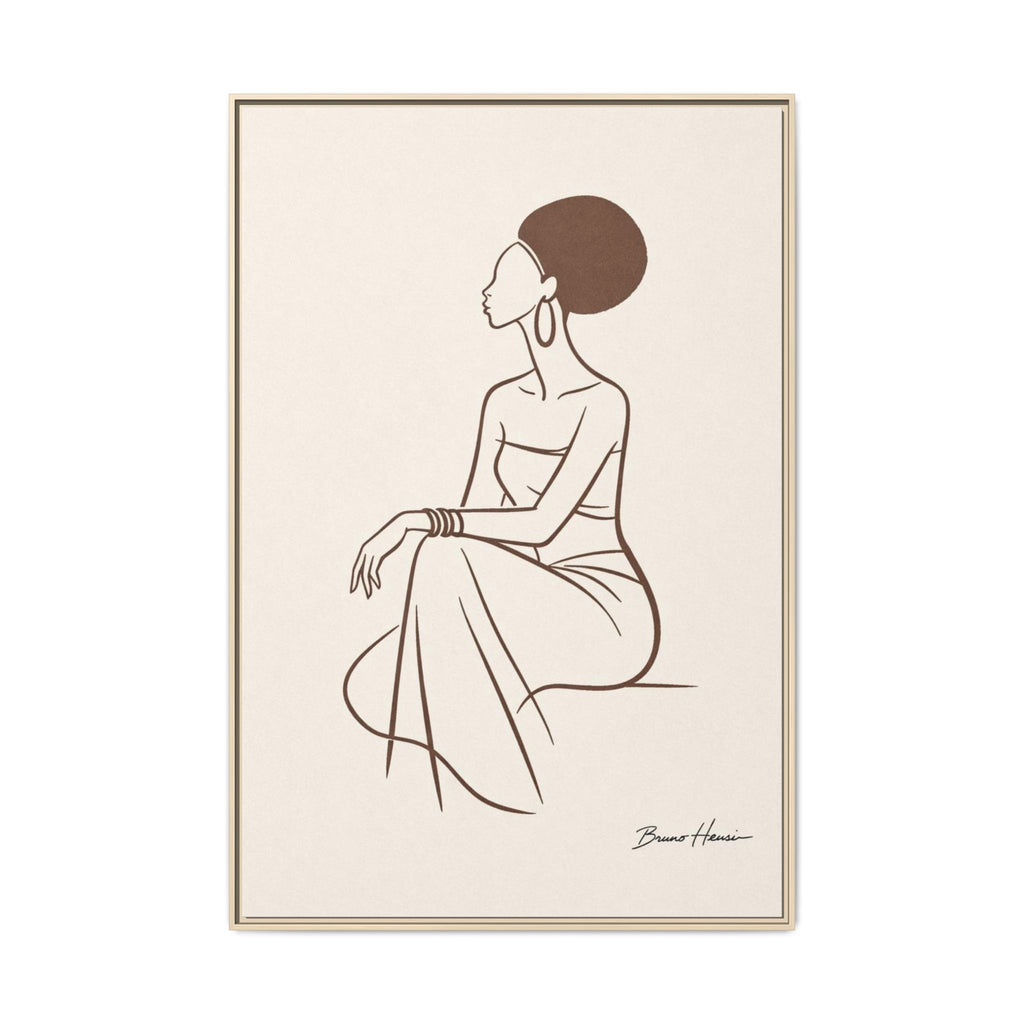 Elegant Minimalist Line Art Woman — Framed Matte Canvas Wall Art
