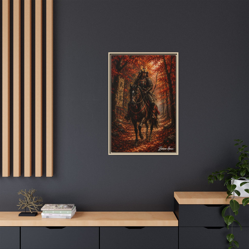 Samurai Warrior Canvas Print — Framed Matte Autumn Wall Art