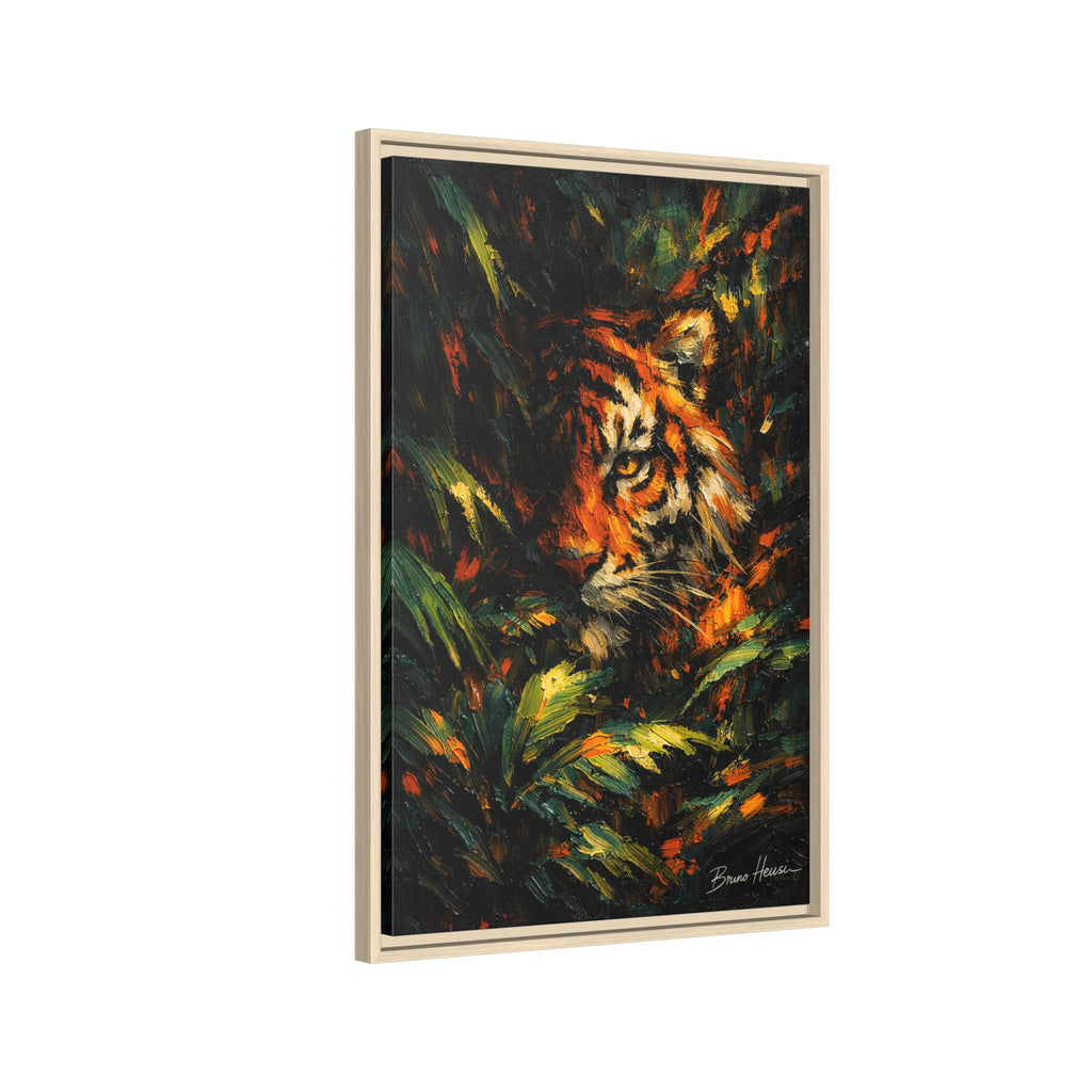 Framed Matte Canvas - Vibrant Tiger Jungle Print