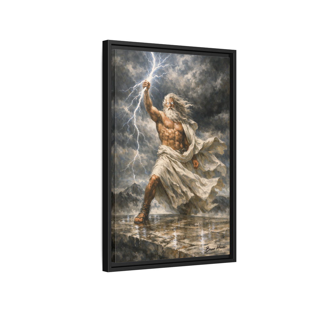 Framed Matte Canvas - Zeus Lightning God Wall Art