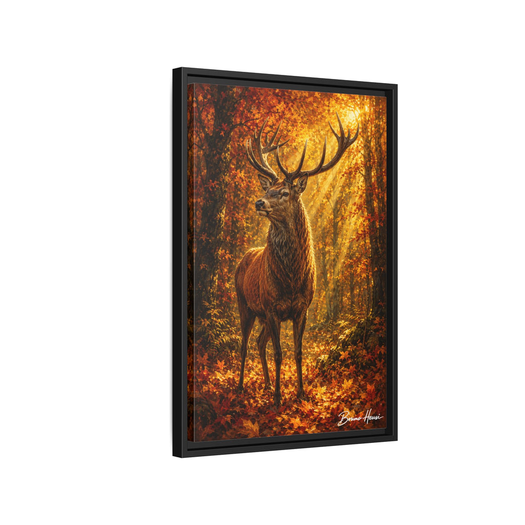 Majestic Stag Framed Canvas Wall Art — Autumn Forest Matte Print