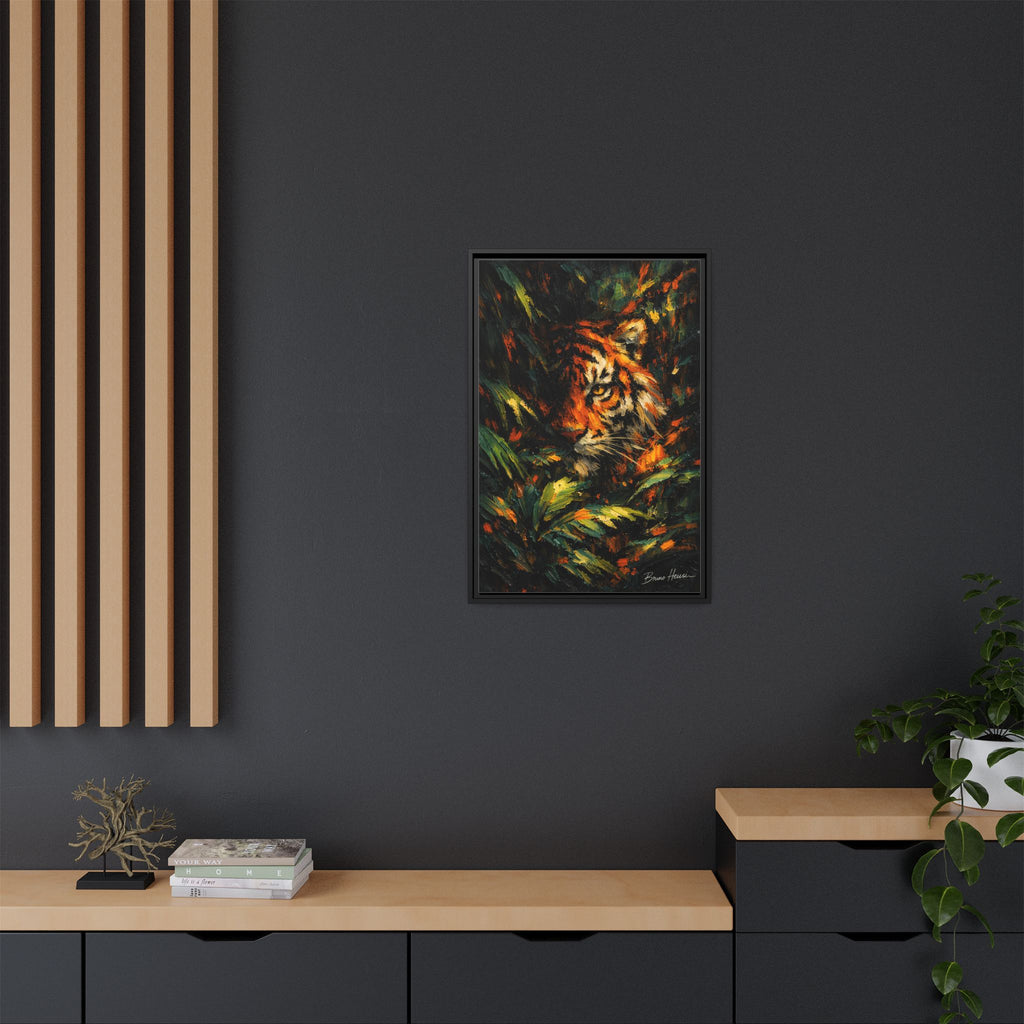 Framed Matte Canvas - Vibrant Tiger Jungle Print