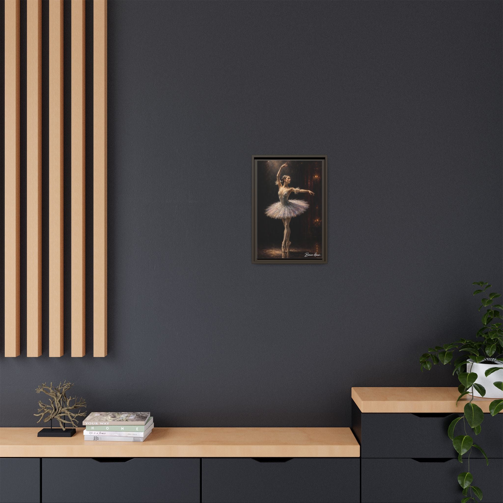Framed Ballet Dancer Canvas Print — Elegant Ballerina Wall Art