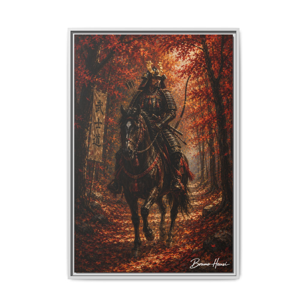 Samurai Warrior Canvas Print — Framed Matte Autumn Wall Art