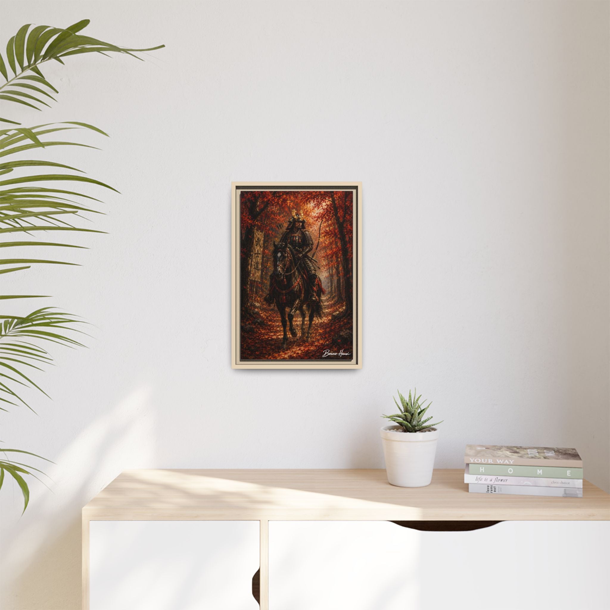 Samurai Warrior Canvas Print — Framed Matte Autumn Wall Art