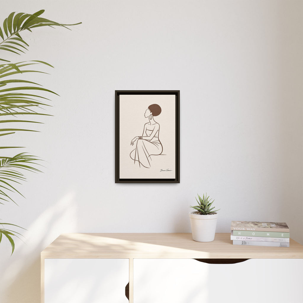 Elegant Minimalist Line Art Woman — Framed Matte Canvas Wall Art