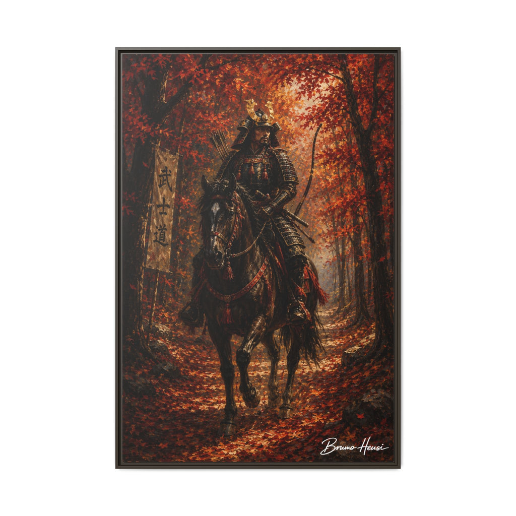 Samurai Warrior Canvas Print — Framed Matte Autumn Wall Art