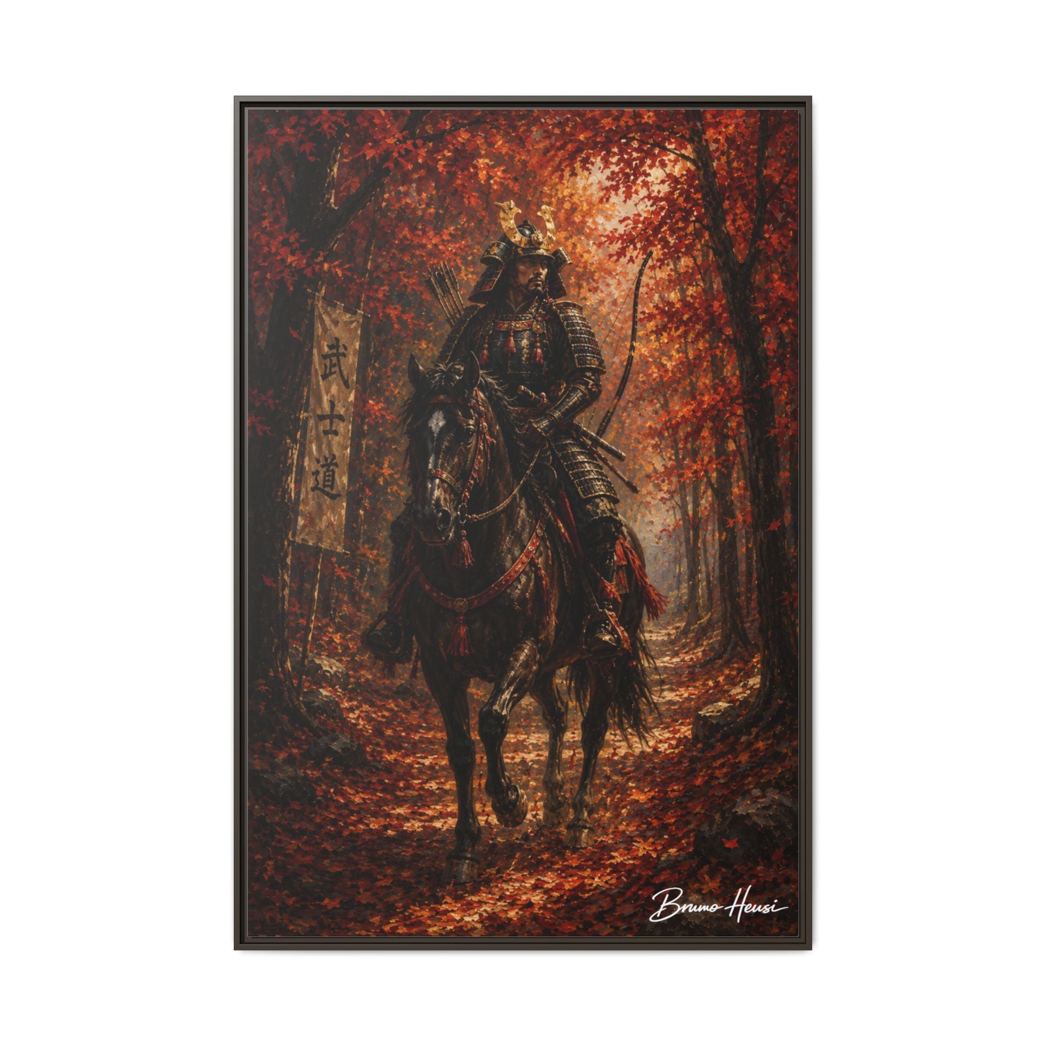 Samurai Warrior Canvas Print — Framed Matte Autumn Wall Art