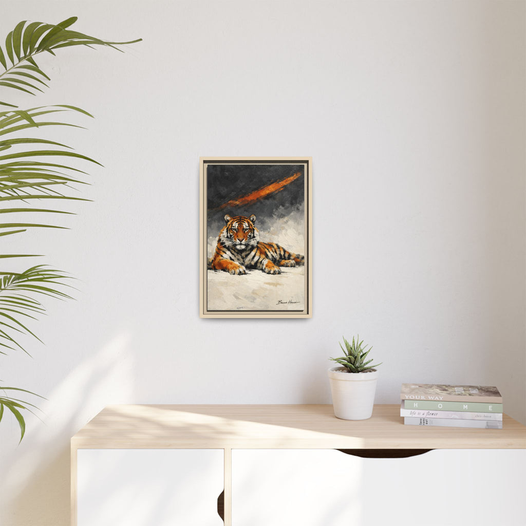Framed Tiger Canvas Wall Art — Majestic Orange & Gray Matte Print