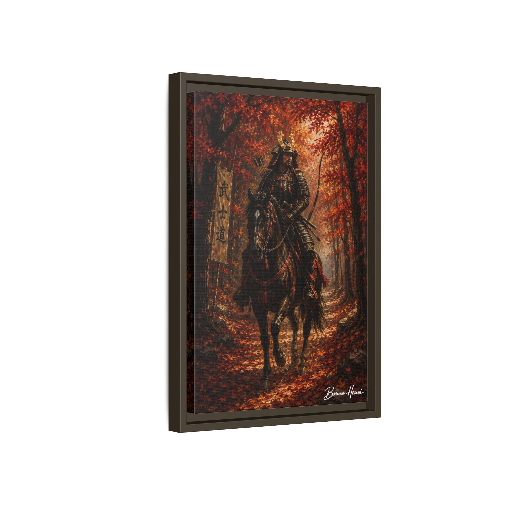 Samurai Warrior Canvas Print — Framed Matte Autumn Wall Art
