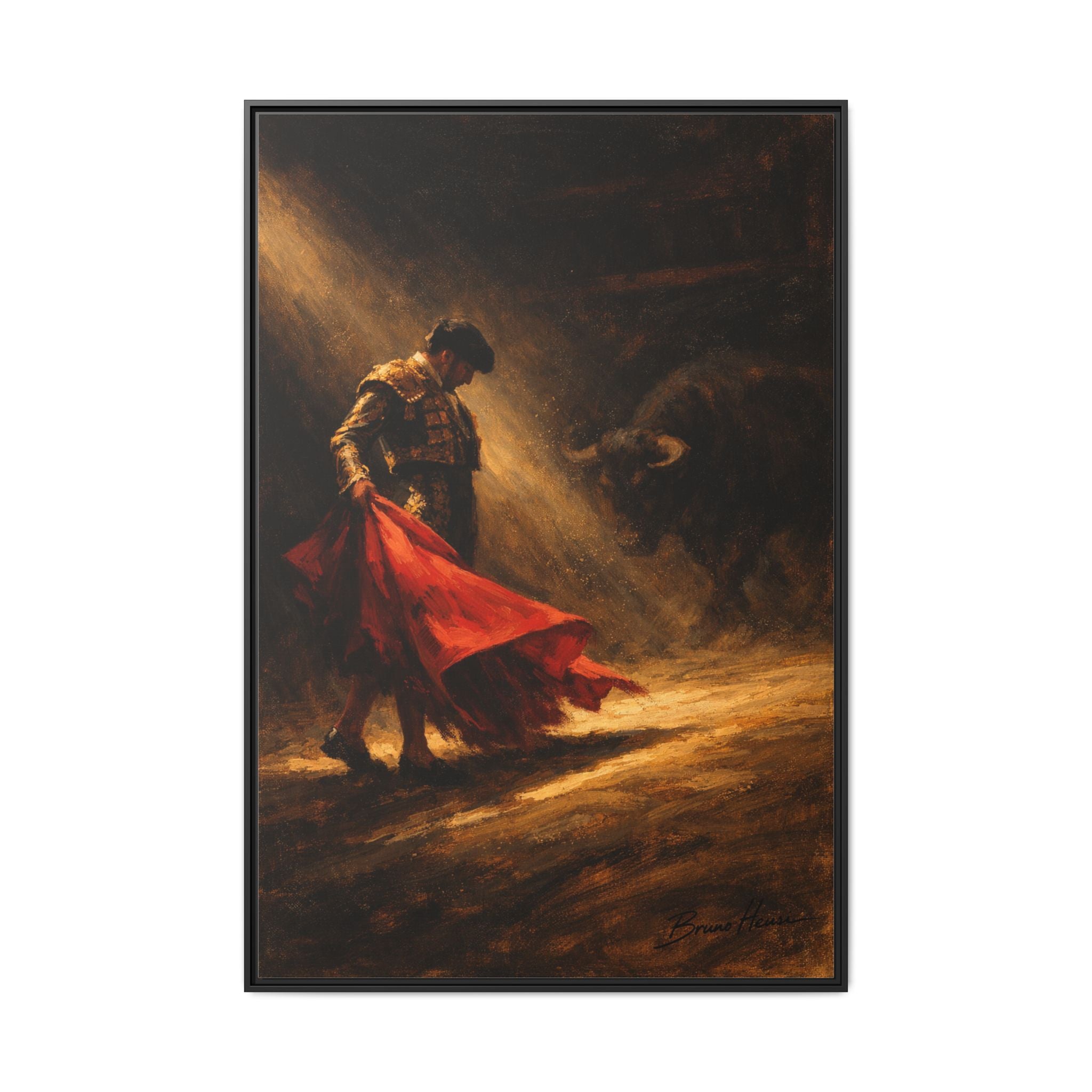 Matador Canvas Wall Art – Classic Spanish Bullfighting Scene Framed Print
