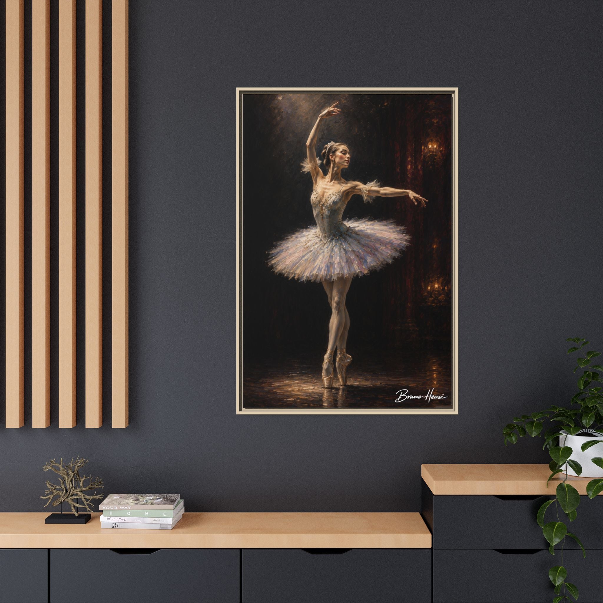 Framed Ballet Dancer Canvas Print — Elegant Ballerina Wall Art