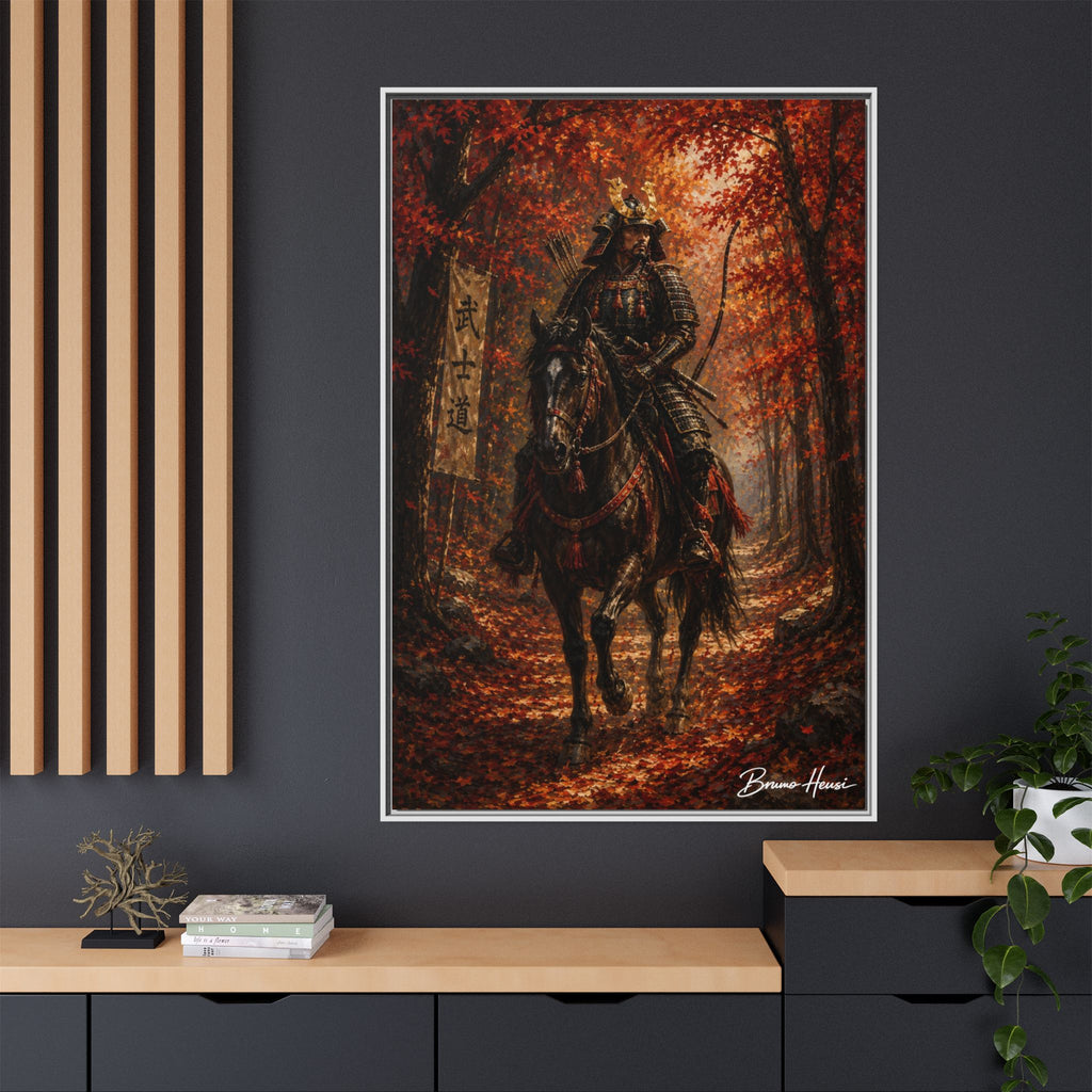 Samurai Warrior Canvas Print — Framed Matte Autumn Wall Art