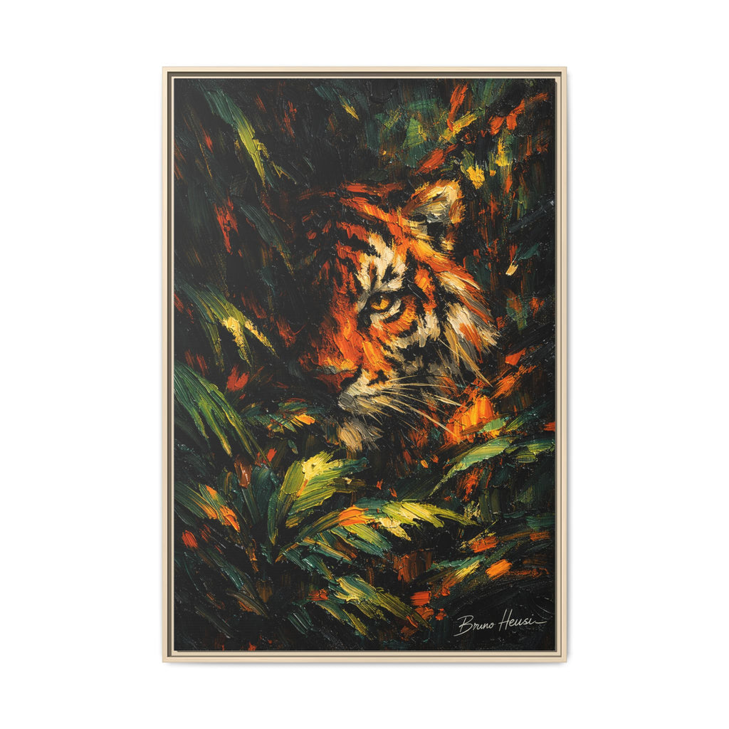 Framed Matte Canvas - Vibrant Tiger Jungle Print