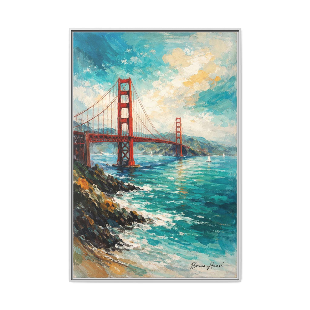 Golden Gate Bridge Seascape Matte Canvas Framed Wall Art