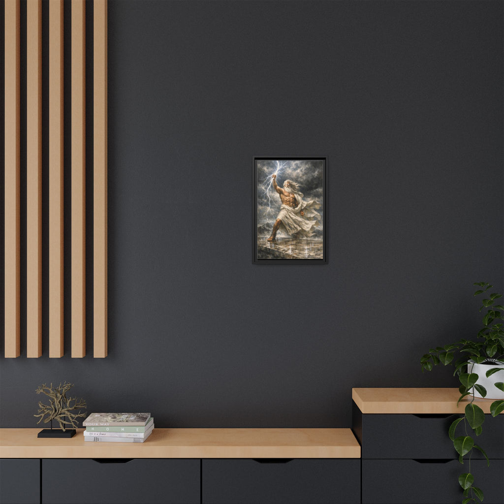 Framed Matte Canvas - Zeus Lightning God Wall Art