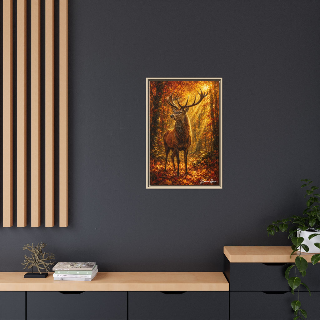 Majestic Stag Framed Canvas Wall Art — Autumn Forest Matte Print
