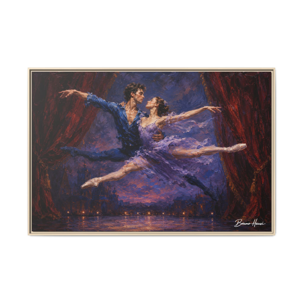 Framed Ballet Canvas Print — Romantic Dancing Couple Wall Art