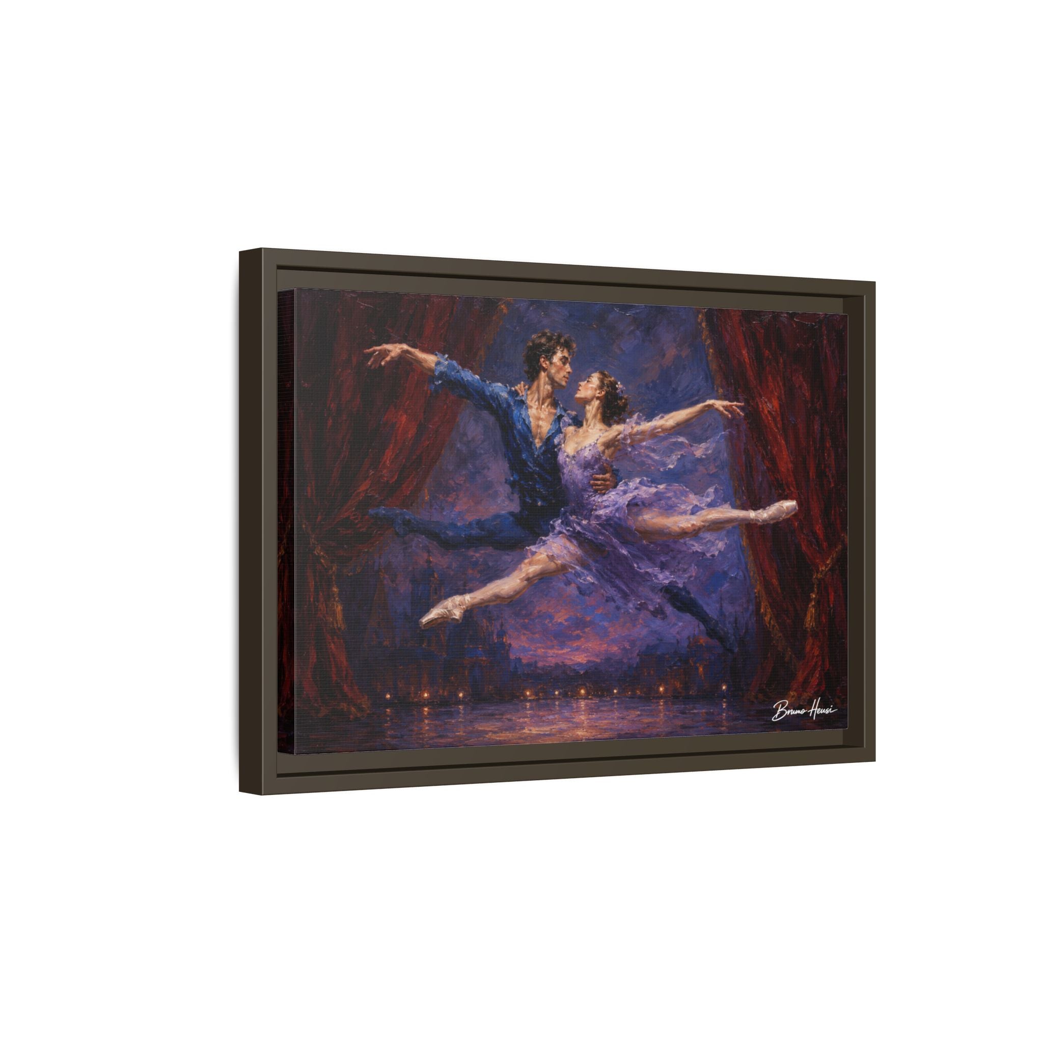 Framed Ballet Canvas Print — Romantic Dancing Couple Wall Art