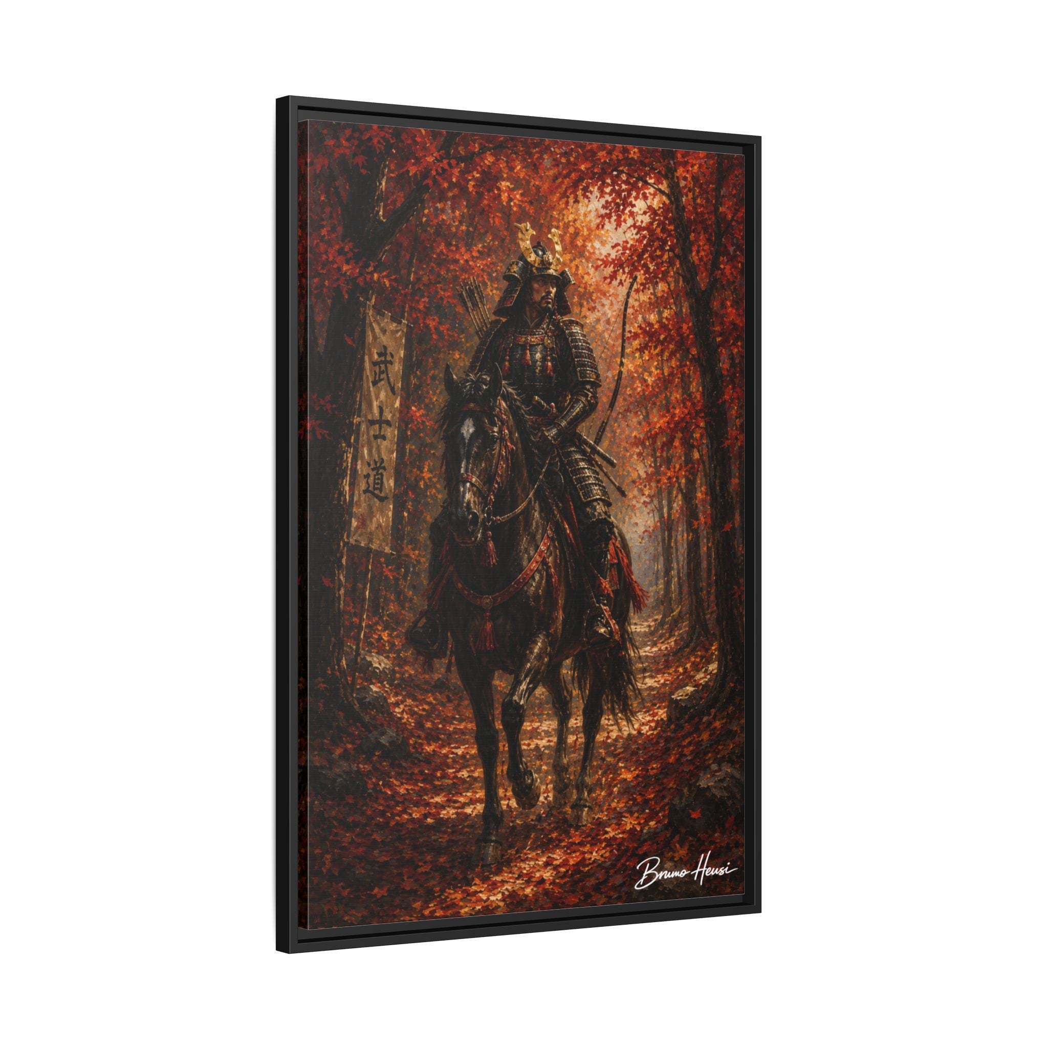 Samurai Warrior Canvas Print — Framed Matte Autumn Wall Art