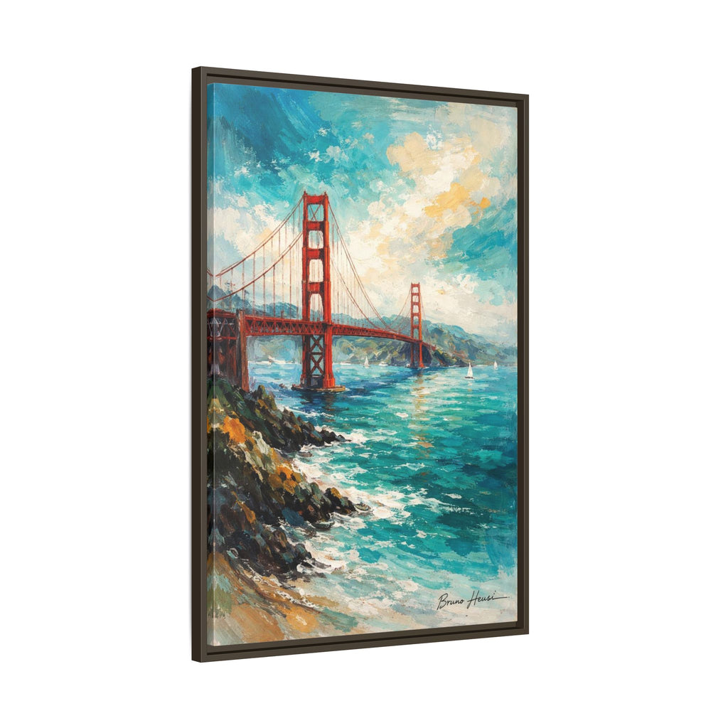 Golden Gate Bridge Seascape Matte Canvas Framed Wall Art
