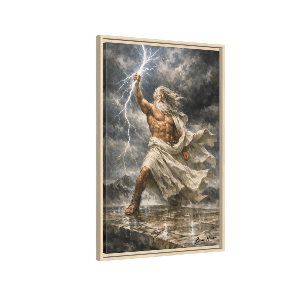 Framed Matte Canvas - Zeus Lightning God Wall Art