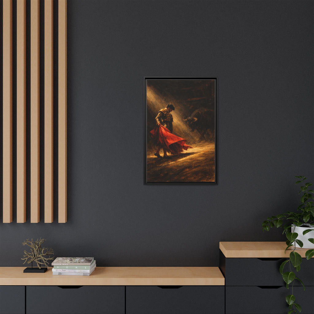 Matador Canvas Wall Art – Classic Spanish Bullfighting Scene Framed Print