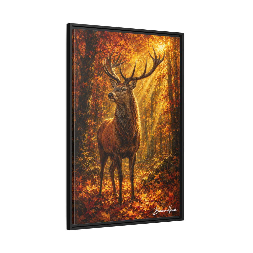 Majestic Stag Framed Canvas Wall Art — Autumn Forest Matte Print