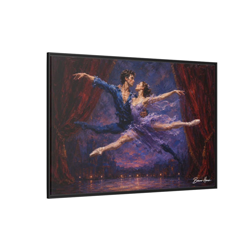Framed Ballet Canvas Print — Romantic Dancing Couple Wall Art