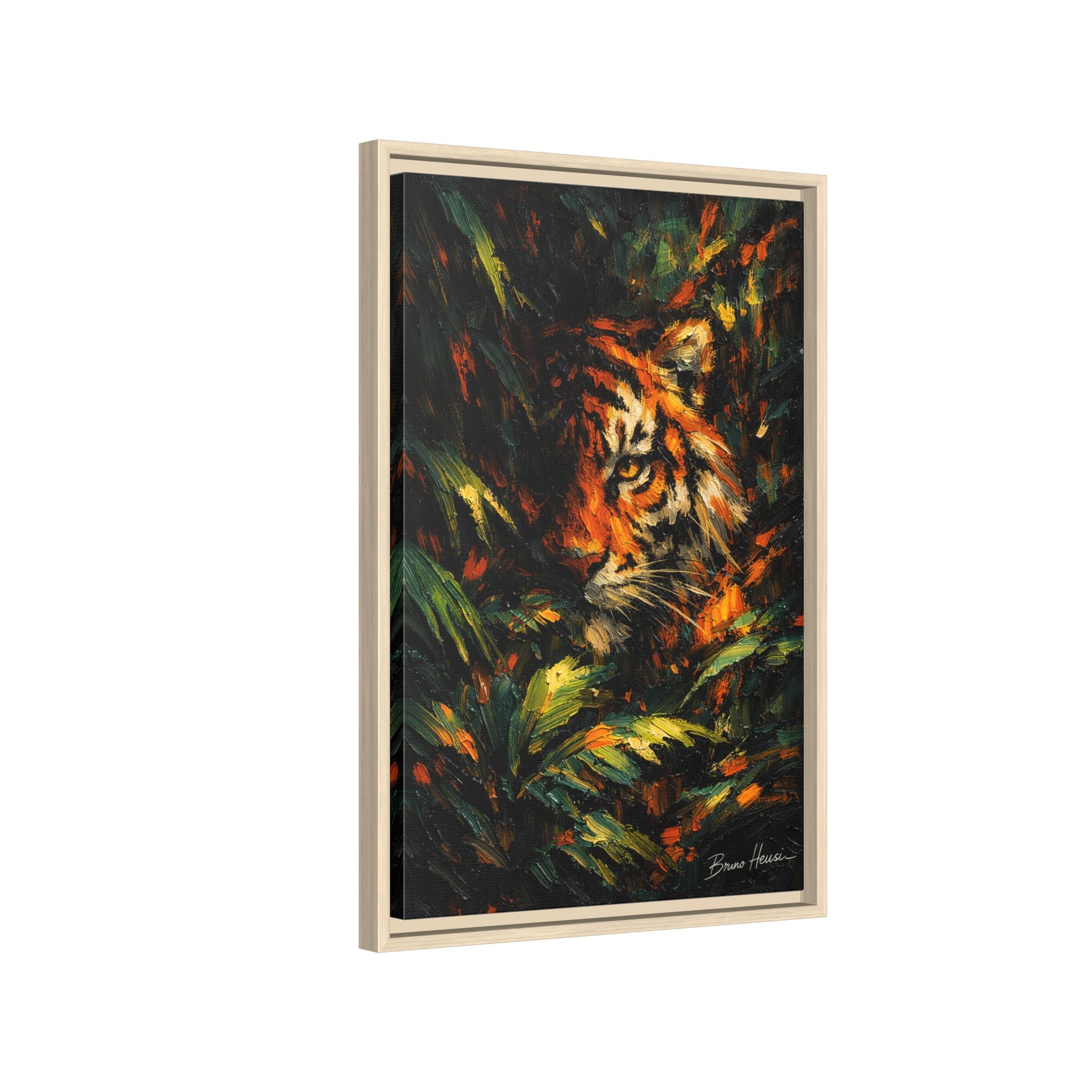 Framed Matte Canvas - Vibrant Tiger Jungle Print