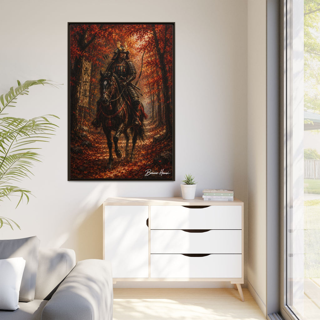 Samurai Warrior Canvas Print — Framed Matte Autumn Wall Art