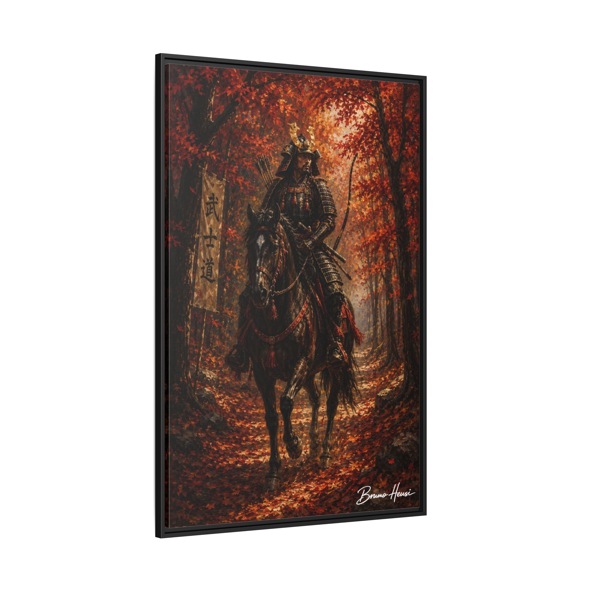 Samurai Warrior Canvas Print — Framed Matte Autumn Wall Art