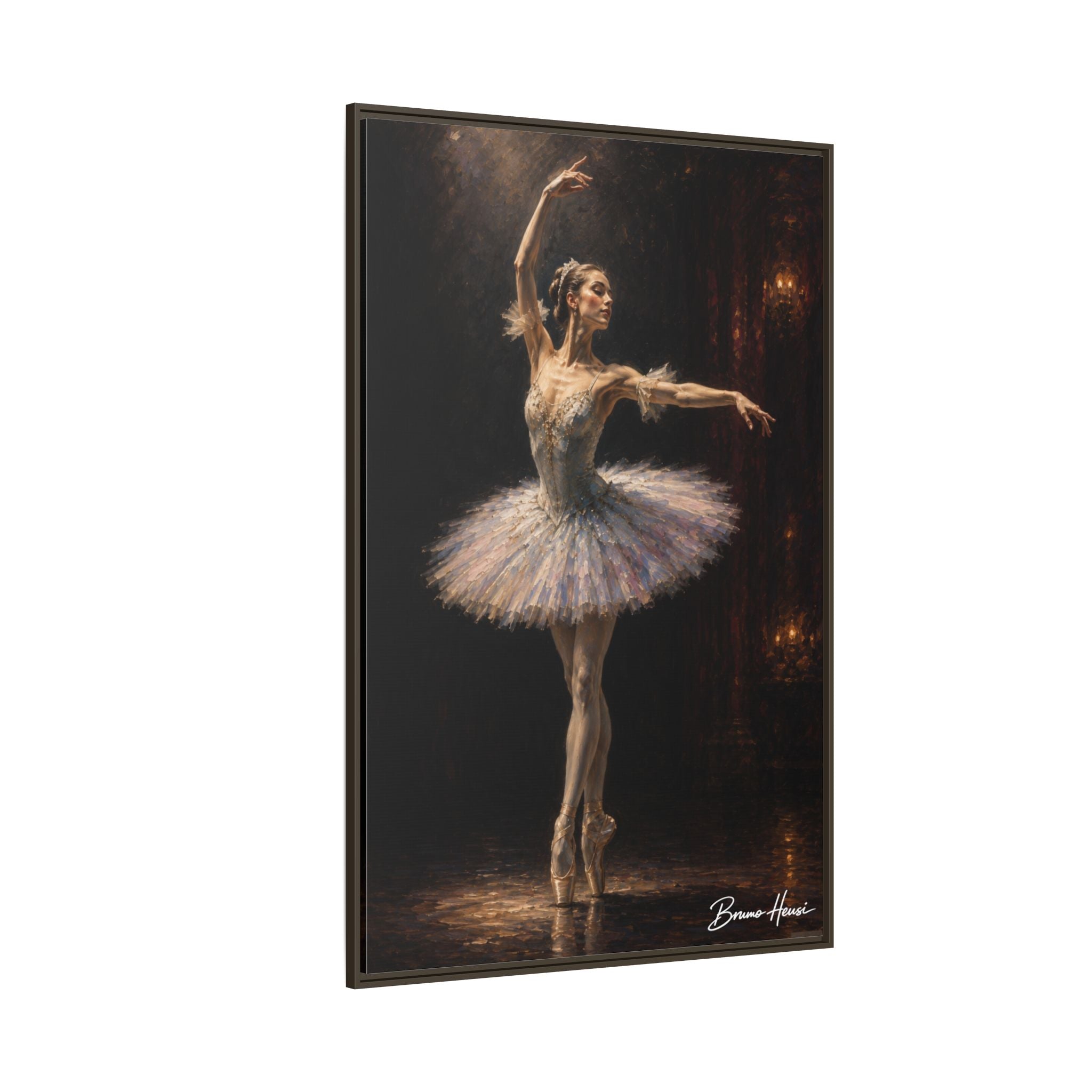 Framed Ballet Dancer Canvas Print — Elegant Ballerina Wall Art