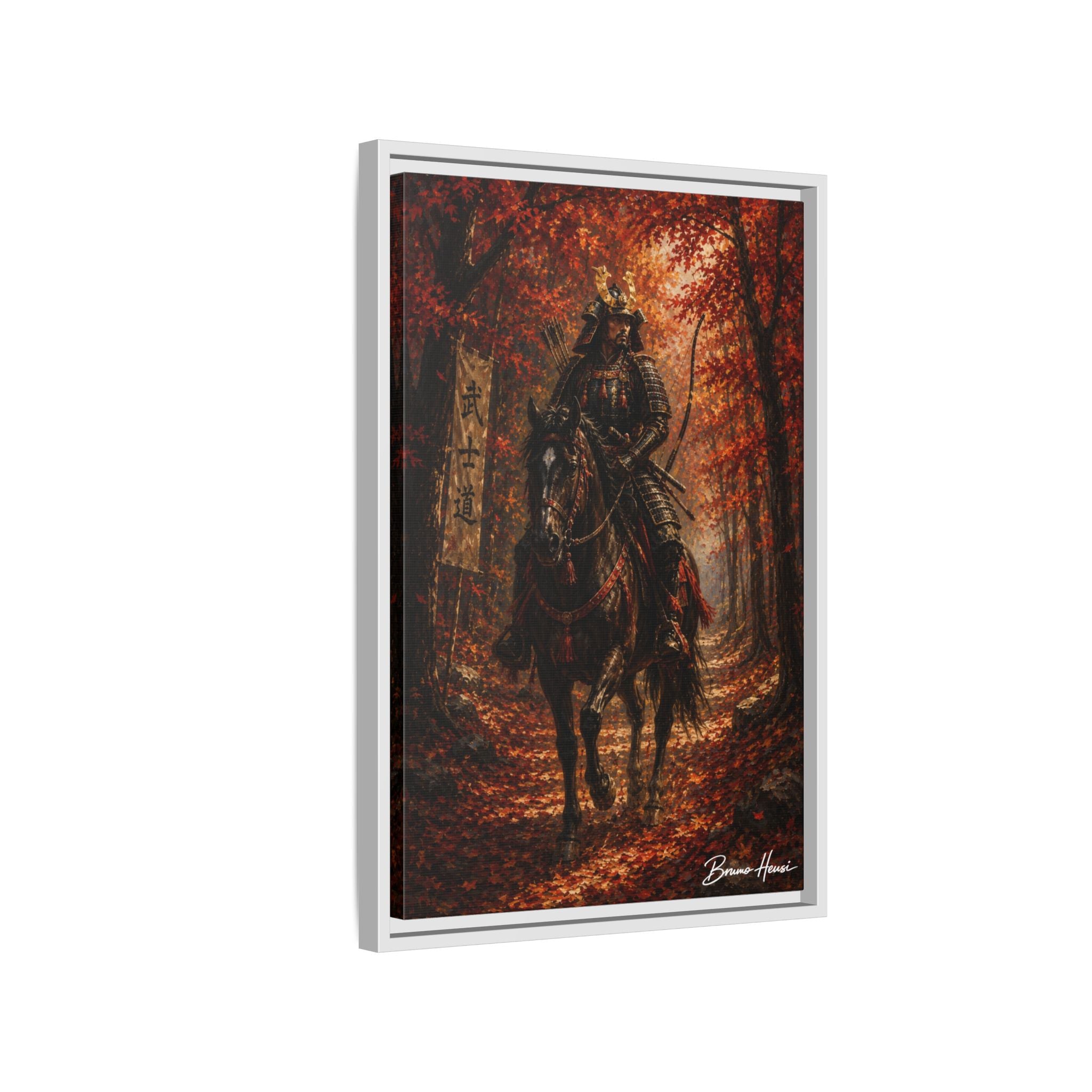 Samurai Warrior Canvas Print — Framed Matte Autumn Wall Art