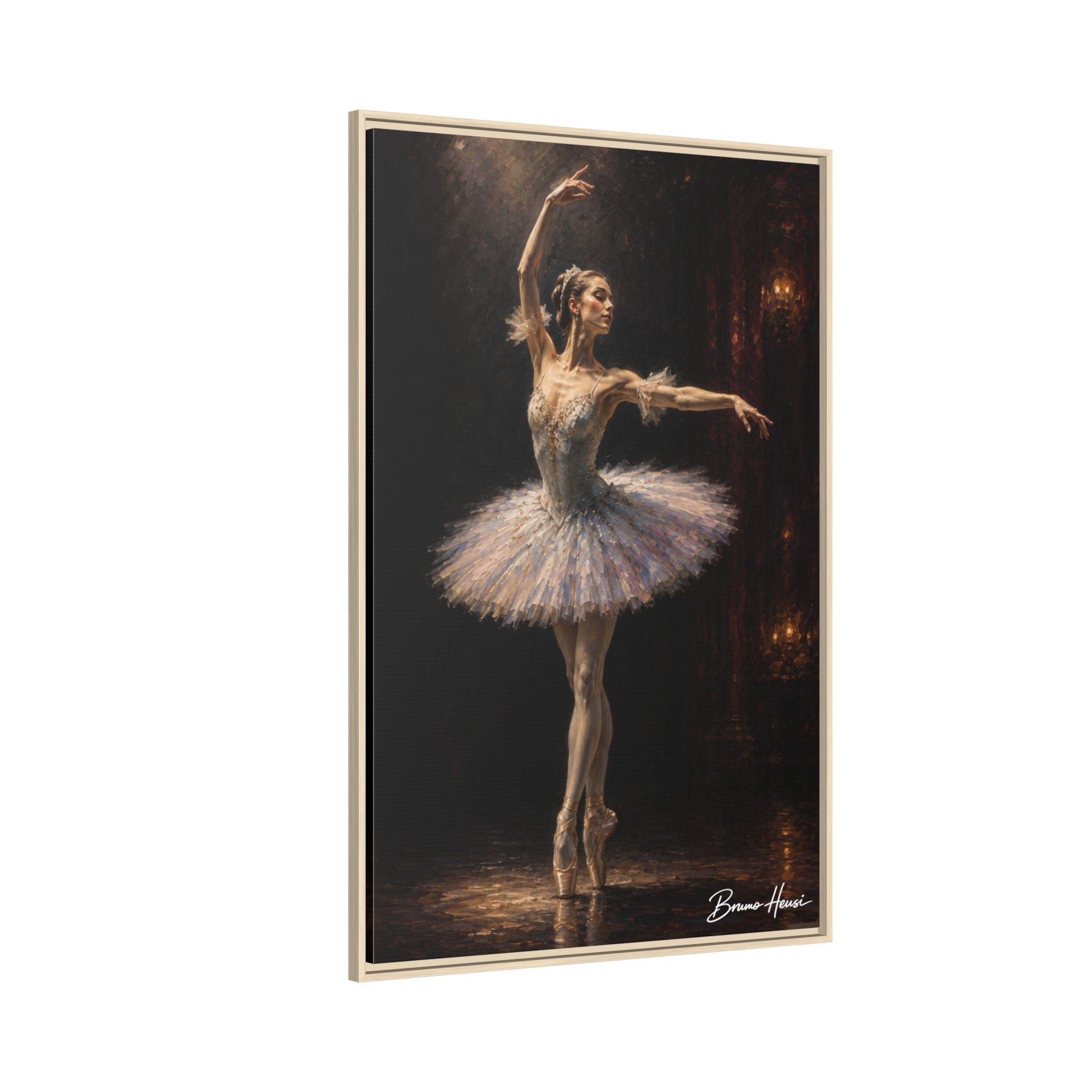 Framed Ballet Dancer Canvas Print — Elegant Ballerina Wall Art
