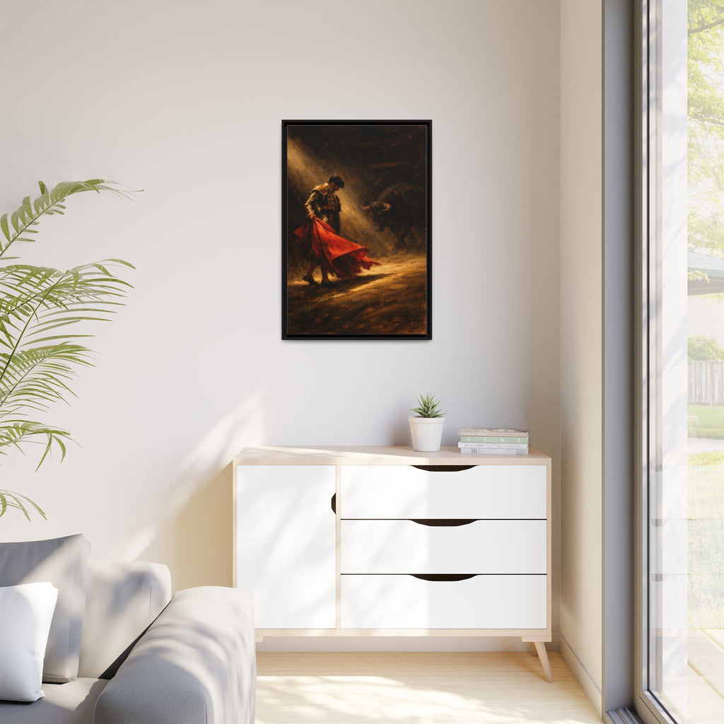 Matador Canvas Wall Art – Classic Spanish Bullfighting Scene Framed Print